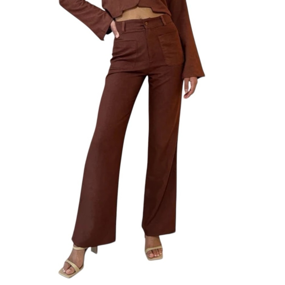 Savannah Morrow Jada Pants XXL Brown Peace Silk Wide Leg NWT